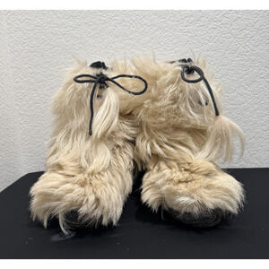 Vtg Kastinger Winter Blonde Fur Pre/Post Ski Snow Boots Women’s Sz 8.5/9 Austria